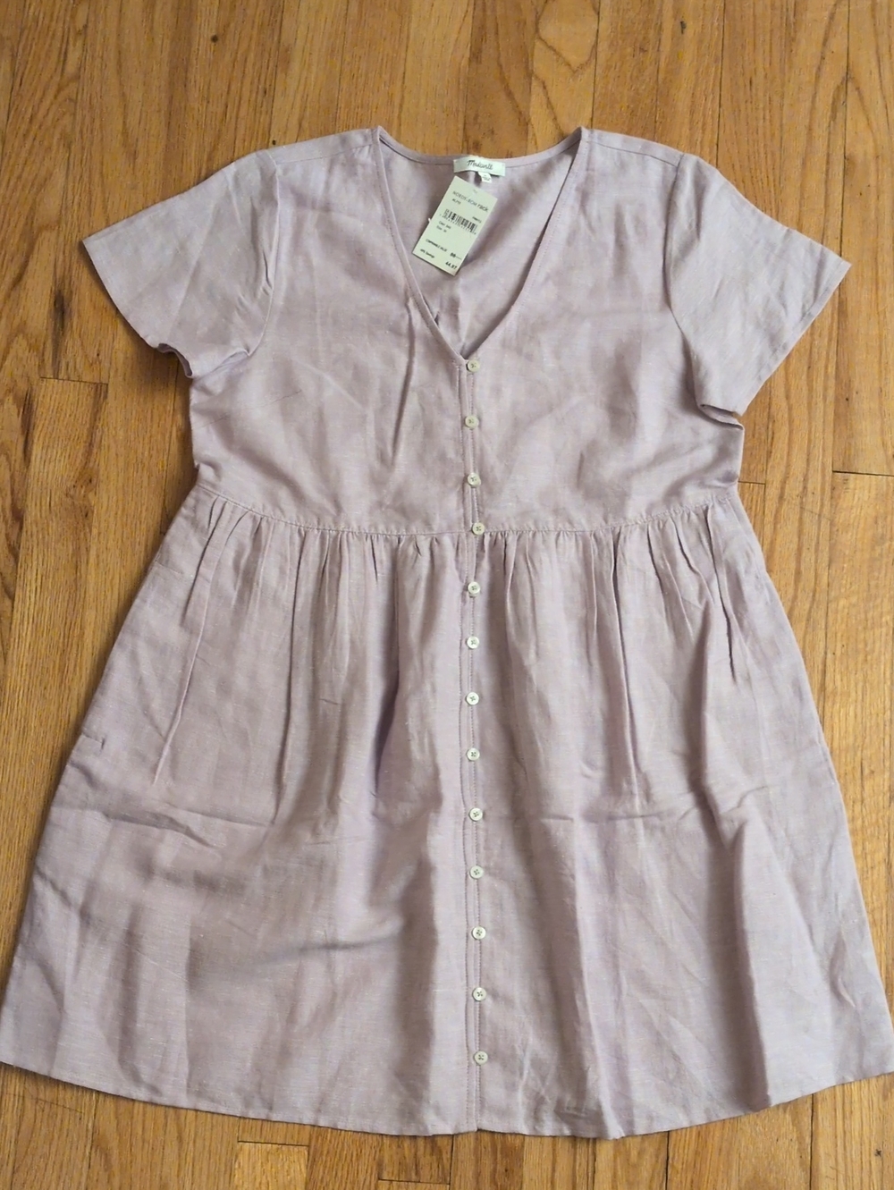 Madewell Lilac Button-Front women's linen cotton Dress M